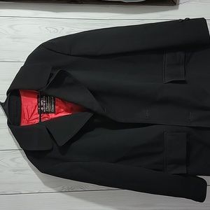 Men Austin Reed elegant city black long Black Trench Coat Size 46